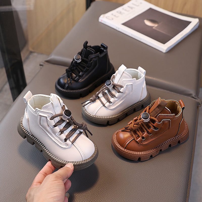Children's Shoes Autum New Kidsren's Boots Boys' Baby Shoes Leather Single Boots Girls Soft-Soled Leather Shoes Short Boots