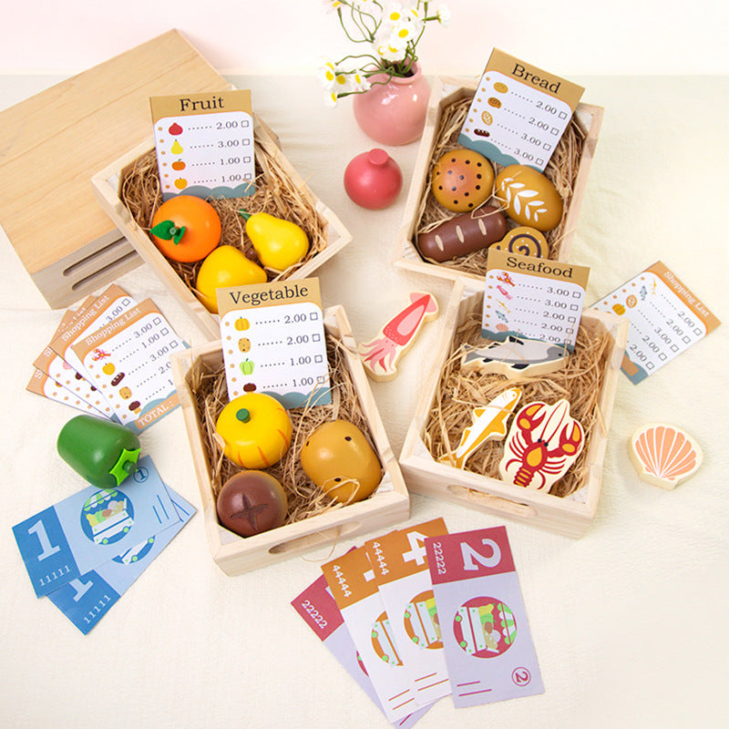 Kids Pretend Play Tea Set & Dessert Set, Role-Play Wooden Toys for Preschool Kindergarten, Imaginative Housekeeping Pretend Play