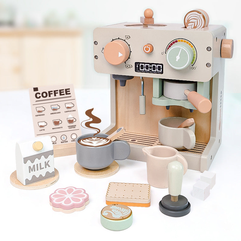Kids Pretend Play Tea Set & Dessert Set, Role-Play Wooden Toys for Preschool Kindergarten, Imaginative Housekeeping Pretend Play
