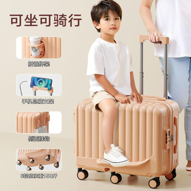 Kids Suitcase Ride-on Carry-On Trolley for Boys & Girls, 20-Inch Small Roller Luggage, Travel Essential