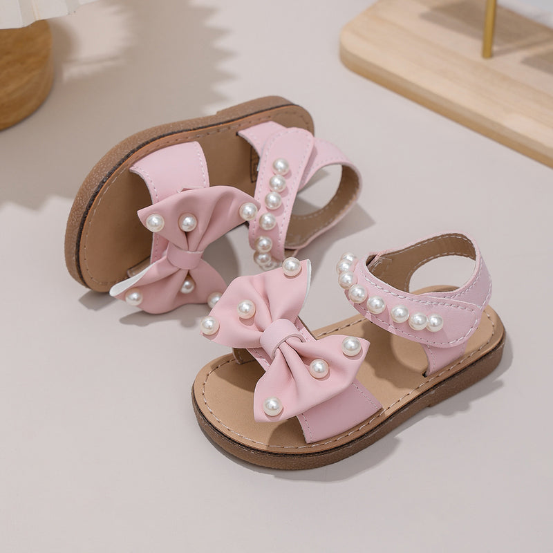 Girls' Bow Princess Sandals 2025 Summer New Style Korean Soft-Soled Shoes Kids Open-Toe Beach Sandals