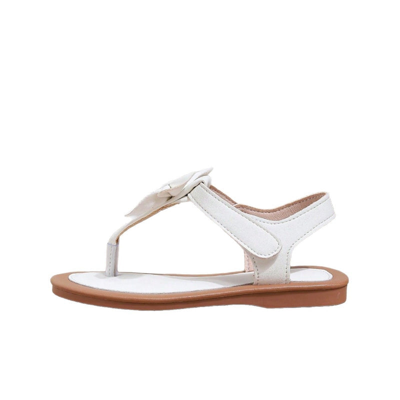 Cross-Border Trade Children’s Sandals with Bow, Toe-Open Soft Sole, Thong-Style Outdoor Beach Sandals