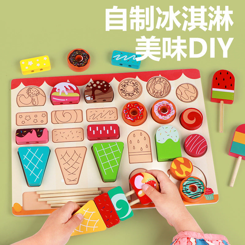 Children's Ice Cream Shop Variety Dessert Plate Role Play Puzzle Early Education Educational Toys Girls' Toys
