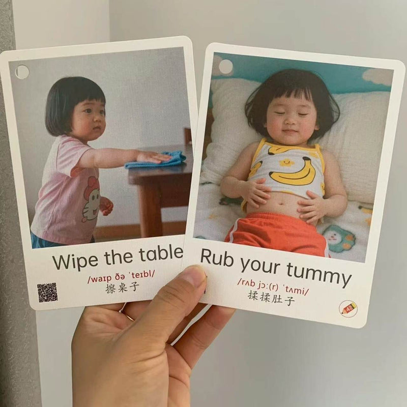 Real-Life Parent-Child TPR Action Command Flashcards (English Enlightenment & Bilingual Early Learning) — Supports Point-Reading