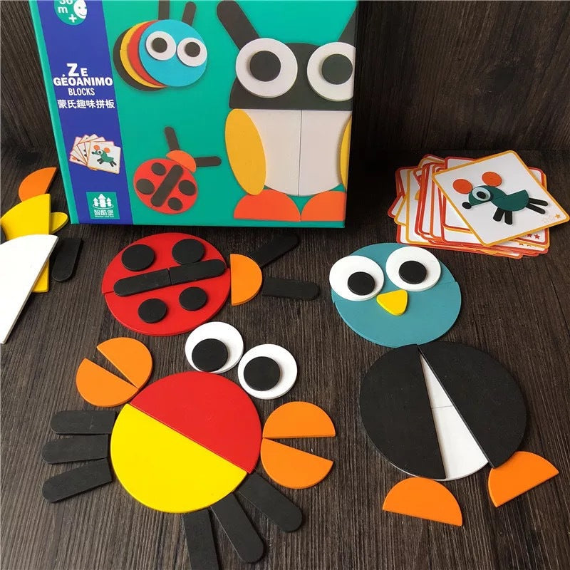Montessori Puzzle Early Education Tangram Children's Educational Toys Animal 3D Puzzle Baby Kindergarten Gift Wholesale