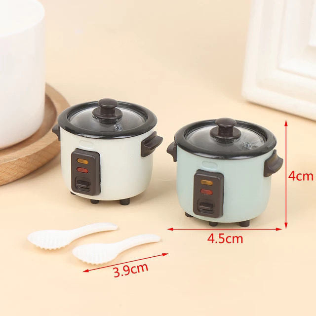 Miniature mini rice cooker model doll house mini kitchen food play 1:12 play rice cooker with rice spoon