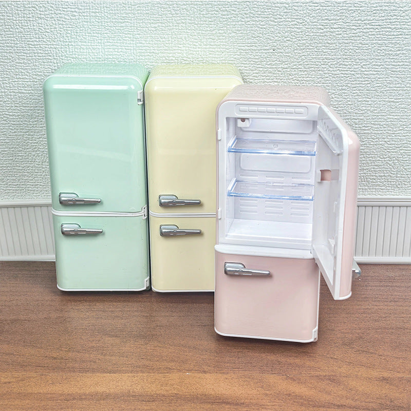Hot Cross-Border Bestseller 1:12 Mini Light-Up Food Playset Refrigerator Toy Dollhouse Scene Decor