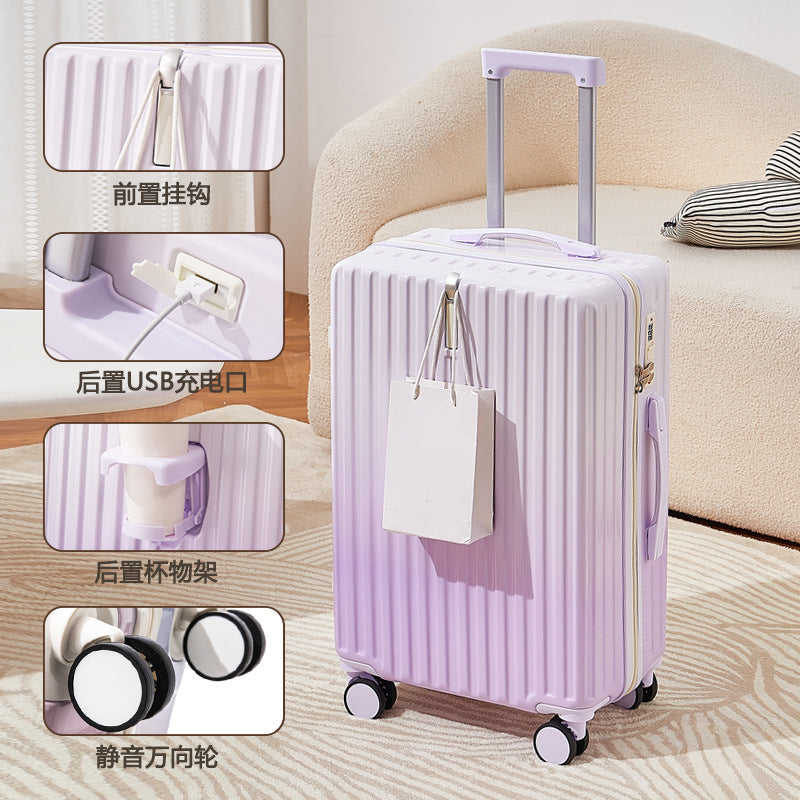 Gradient Color Suitcase for Women with Good Looks, 20inch Large Capacity Trolley Suitcase for Students, 24inch Multifunctional 26inch