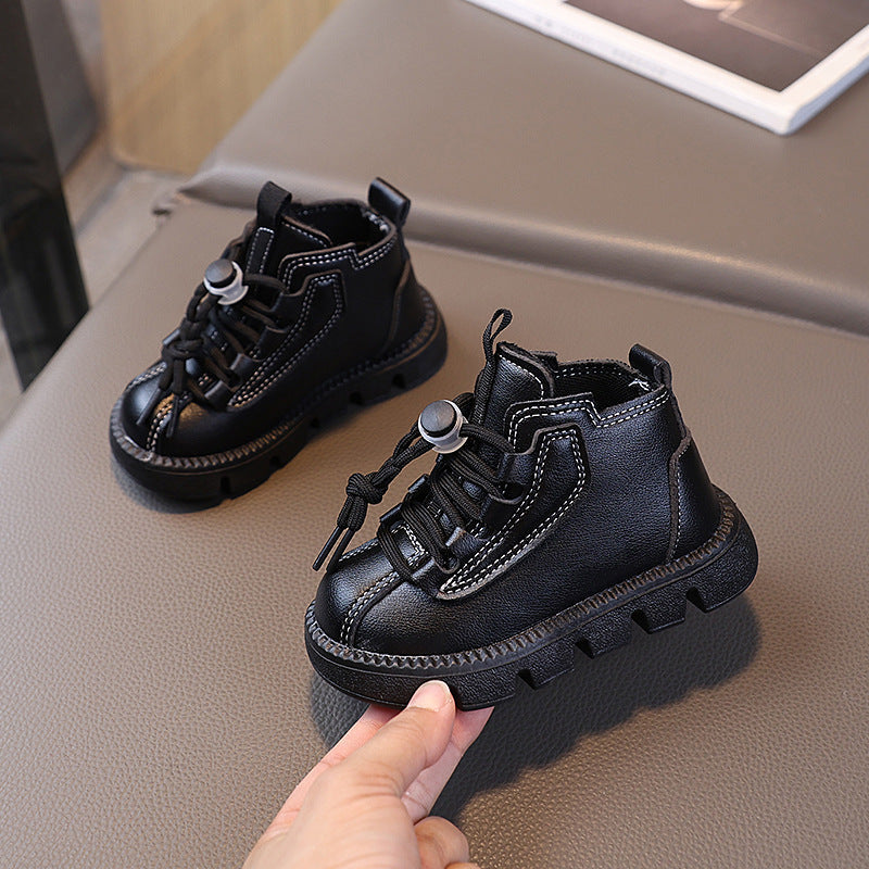 Children's Shoes Autum New Kidsren's Boots Boys' Baby Shoes Leather Single Boots Girls Soft-Soled Leather Shoes Short Boots