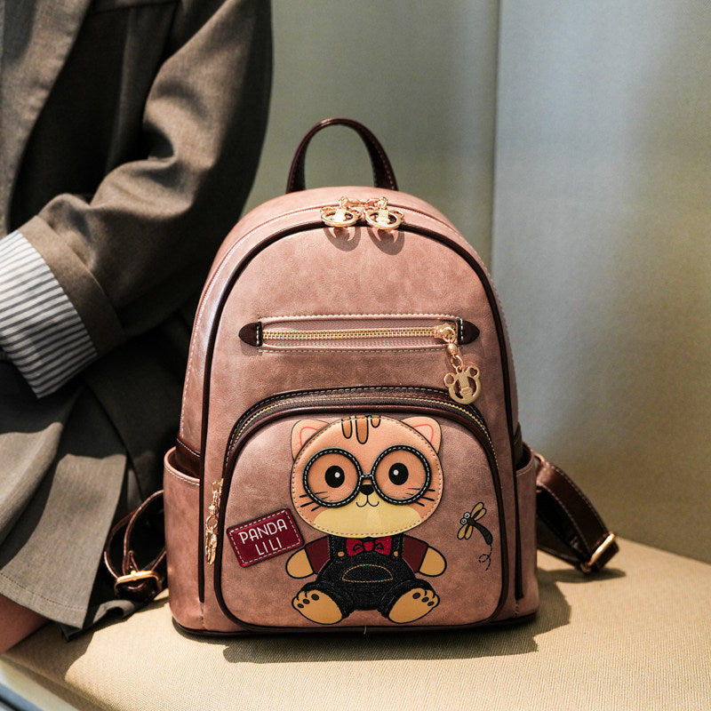 2026 New Women’s Backpack, Versatile Color-Block Cartoon Casual Travel Bag, Minimalist School Bag, Large Capacity, Commuter Daypack