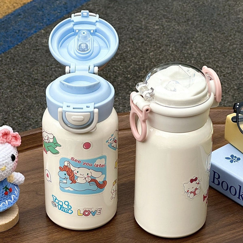 New plastic cup ins high color value large capacity portable cute cartoon children student water cup summer net red