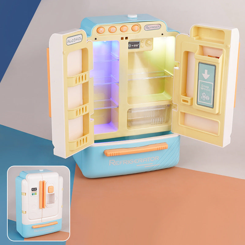 Kids Pretend Play Kitchen Large-Size Realistic Spray Toy Fridge Freezer, Unisex Educational Gift for Boys and Girls Birthday