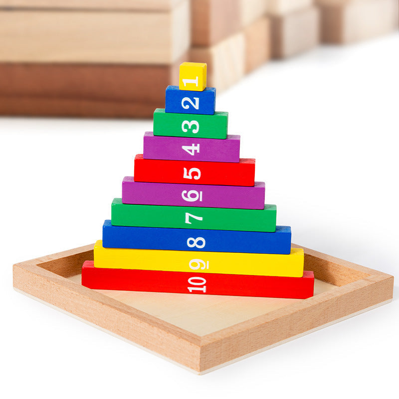 Children's Montessori Teaching Aids Mathematics Early Education Montessori Colorful Number Stick Teaching Wooden Toys Cross-Border