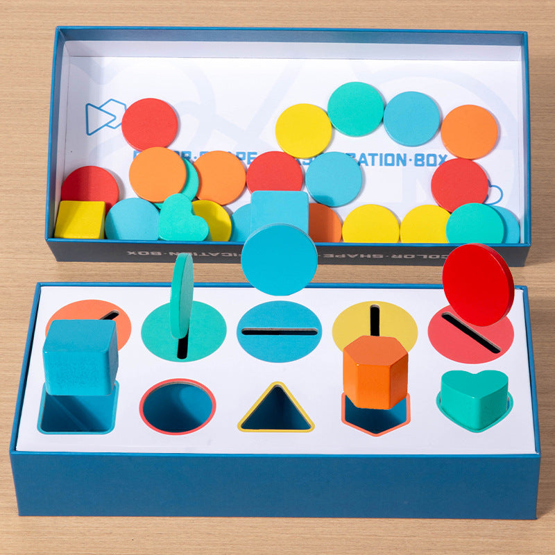 Montessori Teaching Aids for Babies, Geometric Shape Classification Box, Cognitive Matching, Color Recognition, Suitable for Children Aged 4 to 6 Years Old