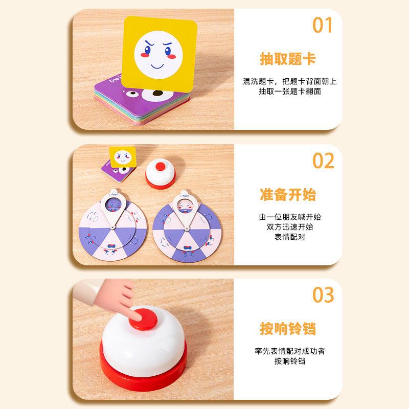 Kids Parent-Child Interactive Face-Change Expression Wooden Desktop Game Spinner Preschool Learning Enlightenment Educational Toy