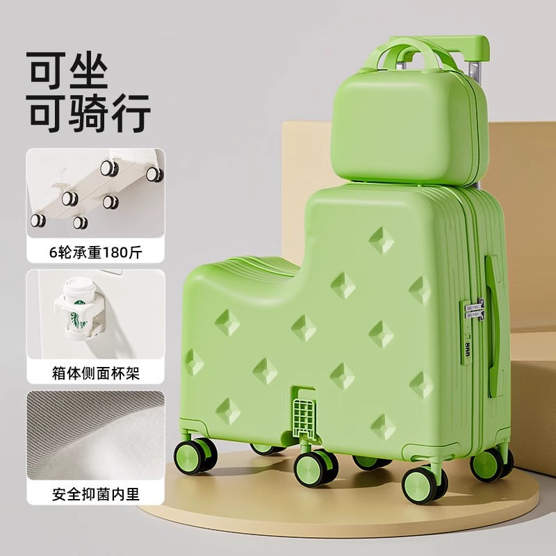 Kids Luggage Set, 2-Piece Suitcase with Nested Stroller, Can Sit On & Ride, 20-Inch Carry-On Travel Suitcase for Boys and Girls with Combination Lock