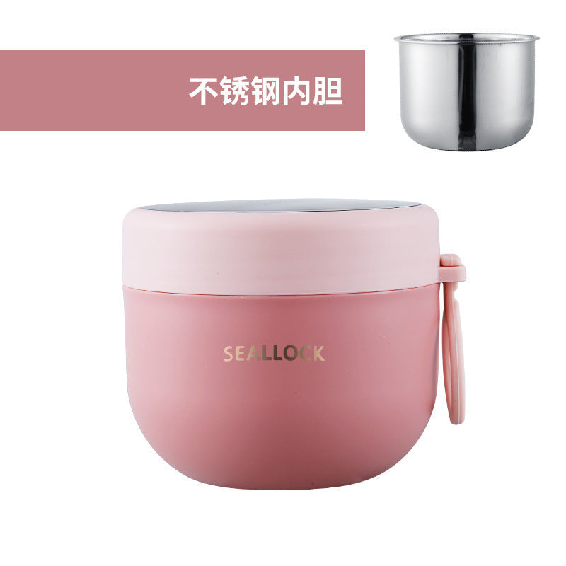 304 Stainless Steel Insulated Bowl Breakfast Cup Oatmeal Cup Wide Diameter Yogurt Bowl Porridge Jar Portable Fresh-Keeping Bowl Small Lunch Box