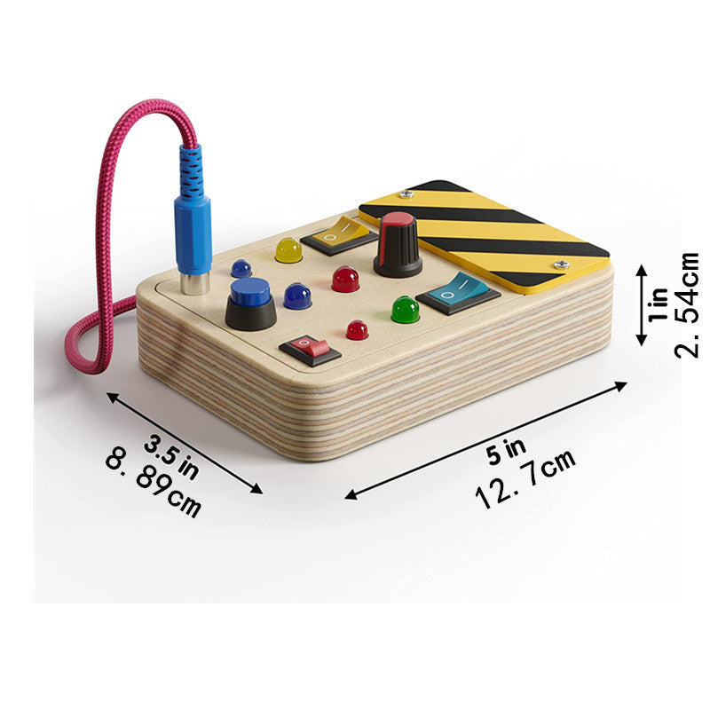 Cross-border Montessori LED electronic wooden busy board children's educational switch button cognitive toy set