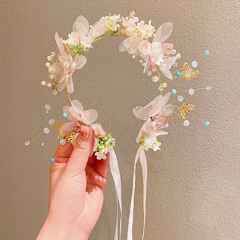 Children's New Year's Day Crown Headwear Girls' Headband New Year Princess Crown Hair Accessories Flower Children's Hairband Girls' Hairpin Hairpin Flower