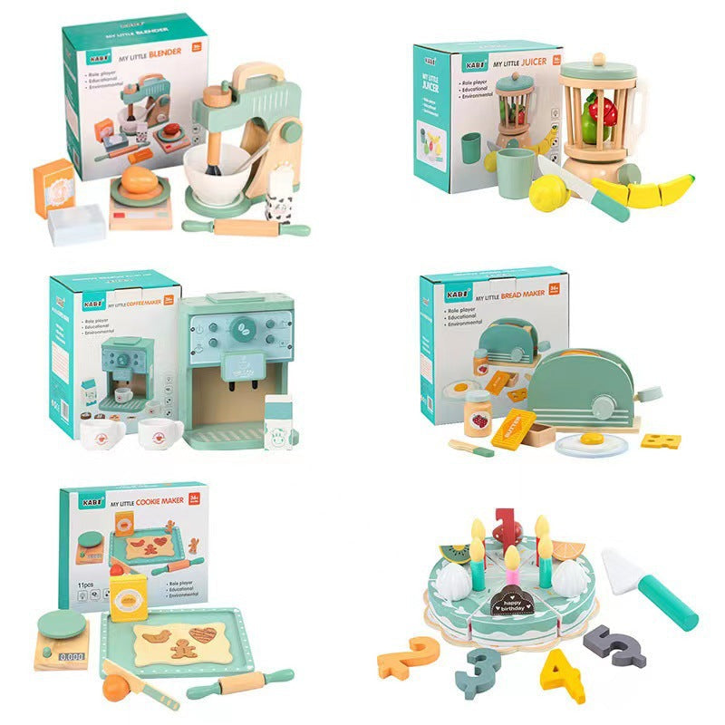 Kids Pretend Play Tea Set & Dessert Set, Role-Play Wooden Toys for Preschool Kindergarten, Imaginative Housekeeping Pretend Play
