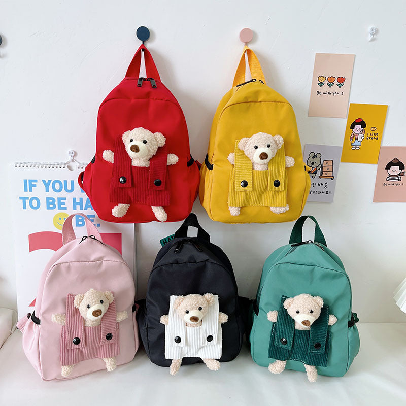 Cute Personalized Bear Backpack for Kids, Playful Kindergarten School Bag, Children’s Double Shoulder Backpack