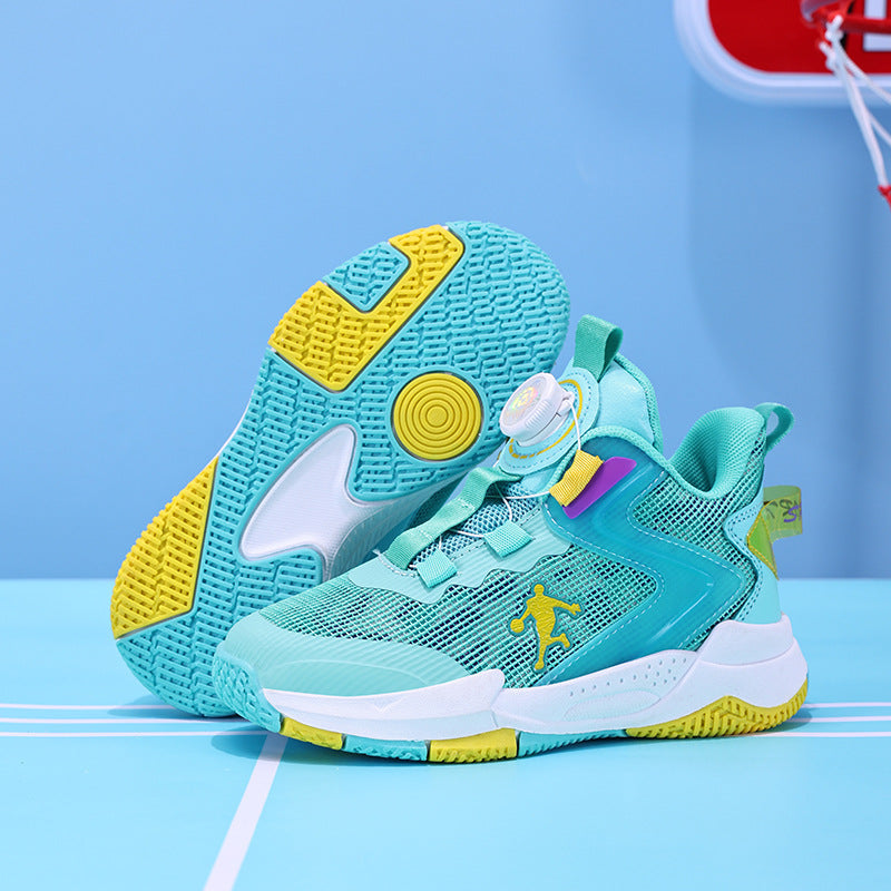 Children's Basketball Shoes 2026 Autumn Rotating Buckle Boys' Sports Shoes for Older Kids Practical Basketball Shoes Wholesale