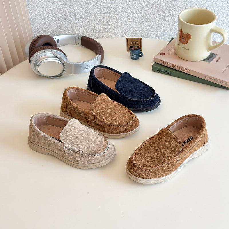 Foreign Trade 2025 New Spring & Fall Comfortable Casual Shoes Flats Round Toe Non-Slip Slip-On Loafers Boys' Beanie Shoes