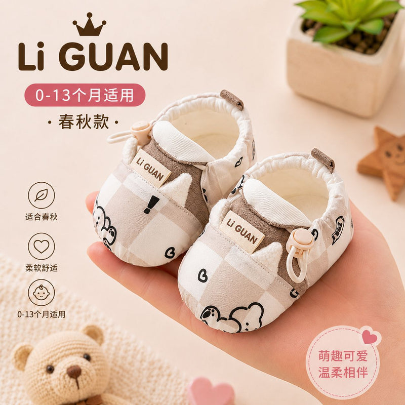 Spring and Autumn Baby Shoes 0-3-6 Months Soft Sole Anti-Slip Breathable Newborn Infant Spring Baby Shoes and Socks Pre-Walking Shoes
