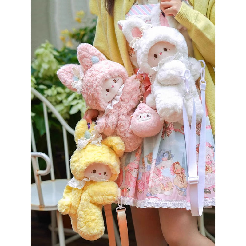 Cross-Border Fashion Cute Rubitu Pink Bunny Plush Crossbody Bag for Kids—Child’s Doll Bag, Girls’ Backpack