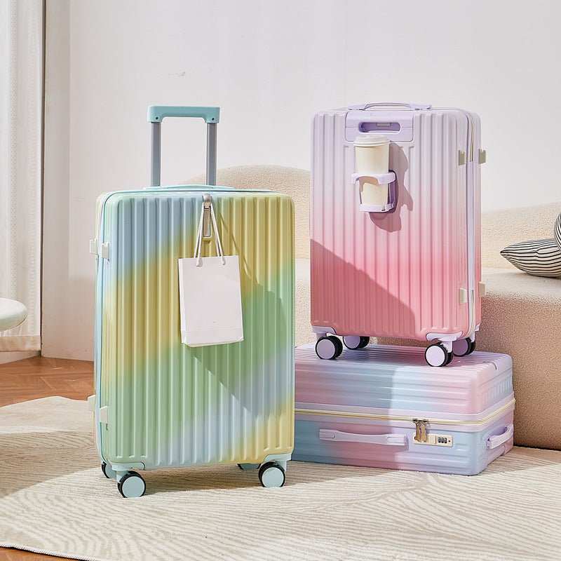 Gradient Color Suitcase for Women with Good Looks, 20inch Large Capacity Trolley Suitcase for Students, 24inch Multifunctional 26inch