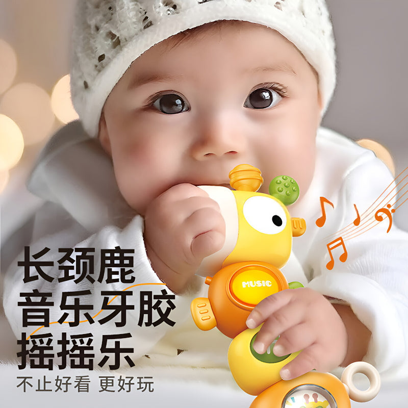 Baby Multi-Function Hand-Crank Rattle Bed Bell with Twisting Sound & Lights, Teething Chew Toy for Ages 0-3, Soothing Newborn Rattle