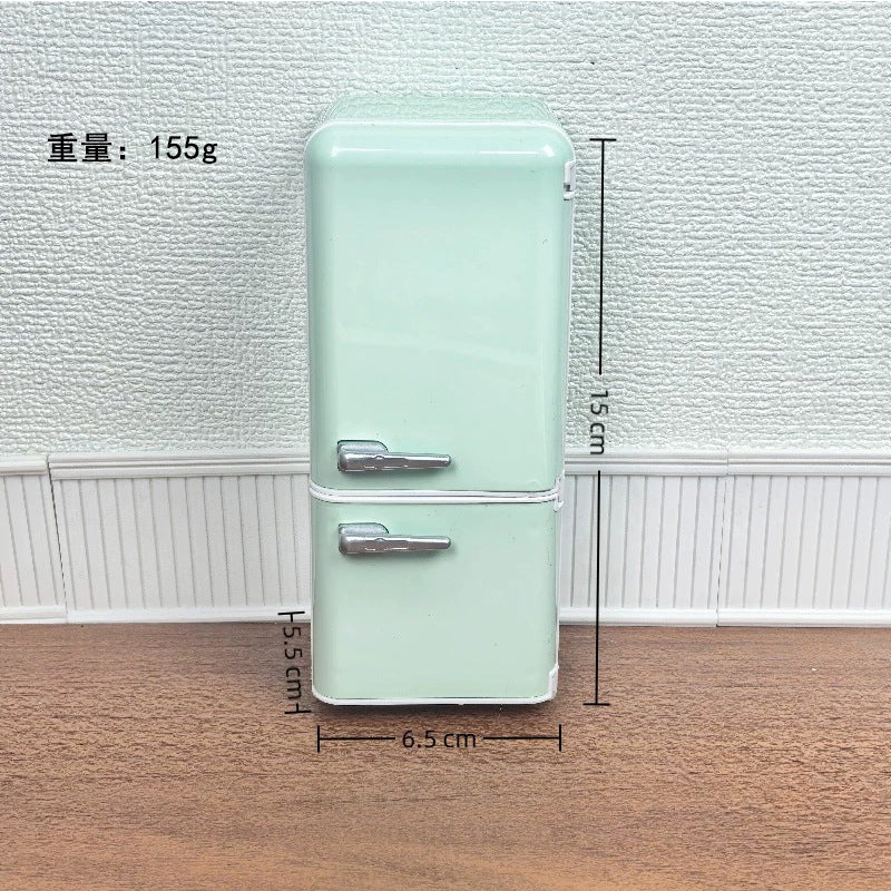Hot Cross-Border Bestseller 1:12 Mini Light-Up Food Playset Refrigerator Toy Dollhouse Scene Decor