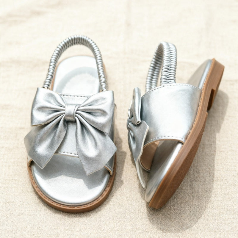 2026 Summer Girls’ Two-Way Sandals with Bow Details, Slip-On Slides with Ankle Strap, Soft Sole Anti-Slip Versatile Princess Shoes for Everyday Wear