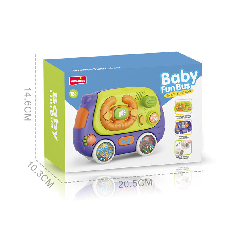 Children’s Learning Bus Early Education Toy (0–3 Years) Multi-Function Music Drum Play Panel for Infants & Toddlers