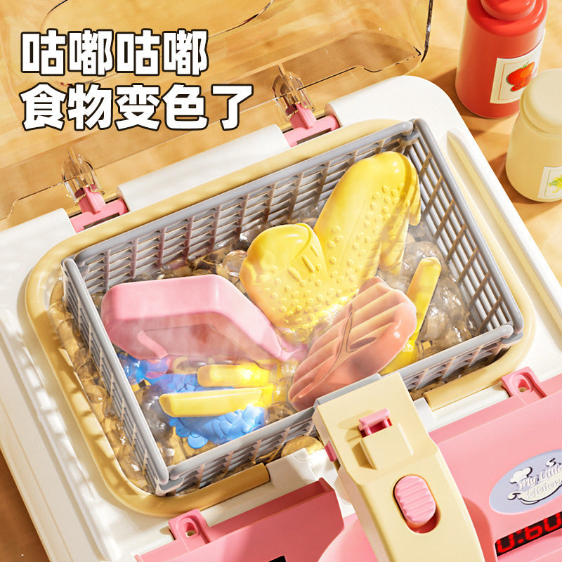 Dream Star Kids Pretend Play Kitchen Toy Color-Changing “Explosion” Oven Baby Cooking Set—Pretend Fries & Rice for Girls’ Playtime Gift