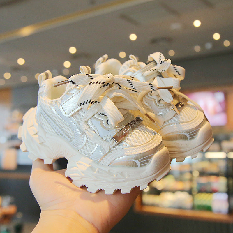 Kids Sneakers, Breathable Mesh Spring & Autumn Shoes for Girls & Boys, Fashion Chunky Platform “Dad” Shoes, Tire Sole