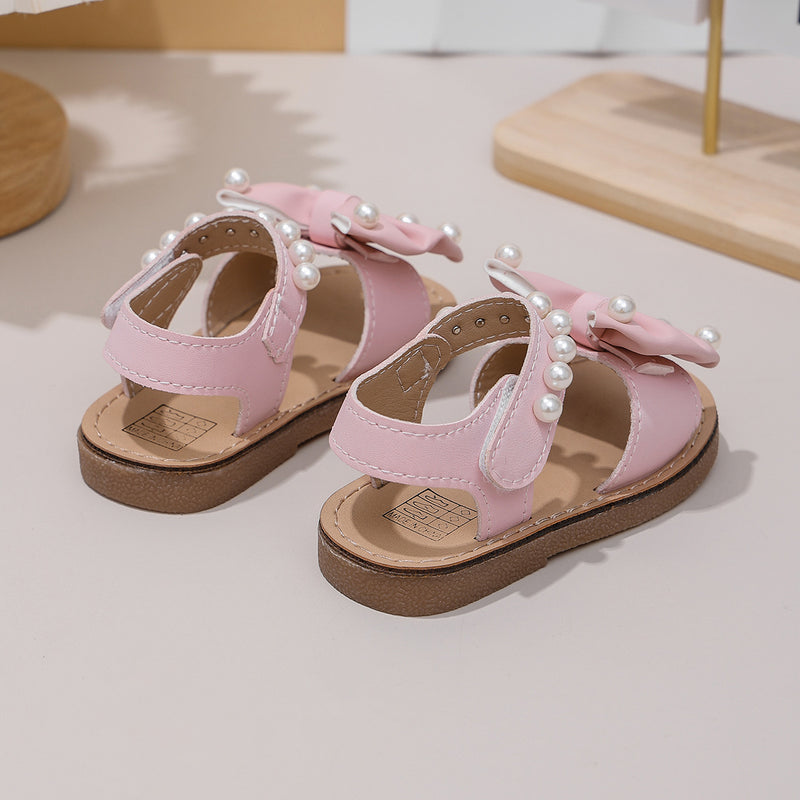 Girls' Bow Princess Sandals 2025 Summer New Style Korean Soft-Soled Shoes Kids Open-Toe Beach Sandals