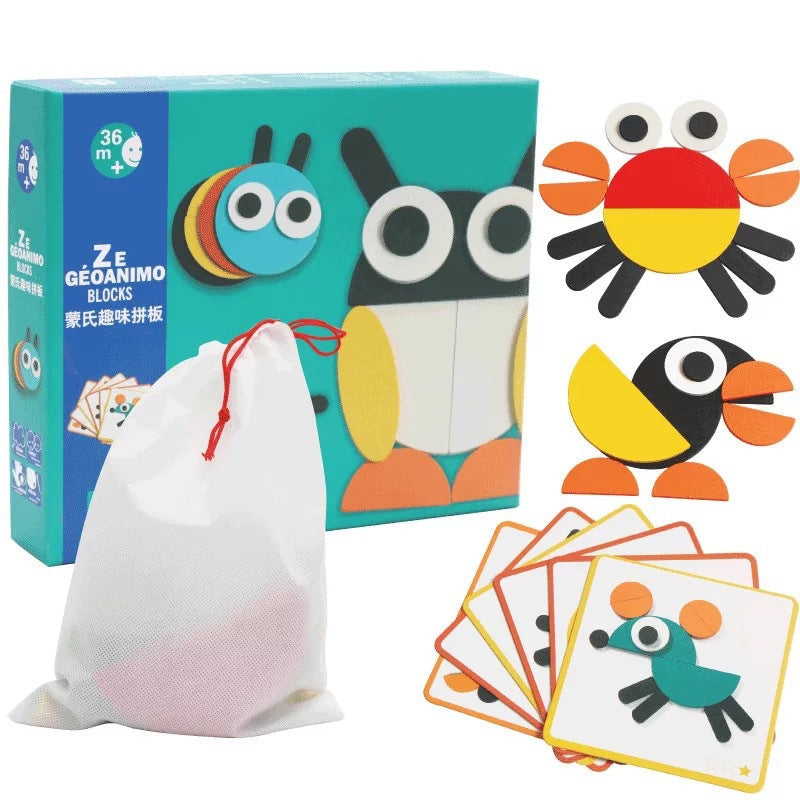 Montessori Puzzle Early Education Tangram Children's Educational Toys Animal 3D Puzzle Baby Kindergarten Gift Wholesale