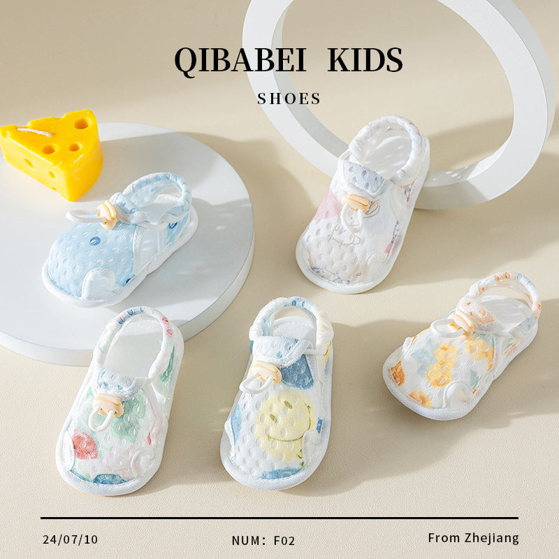 QIBABEI Summer Baby Shoes, Breathable Mesh Soft Sole 0-1 Year Old First Walkers Shoes, Unisex Baby Indoor Shoes