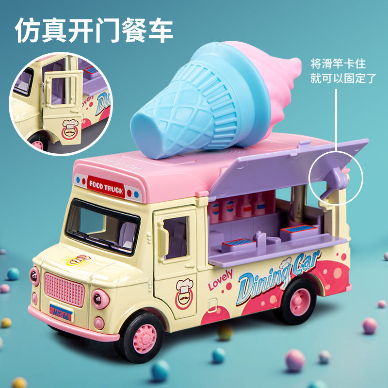 Magnetic Alloy Ice Cream Burger & Popsicle Playset for Kids (Boys & Girls) — Pretend Kitchen Toy Cart
