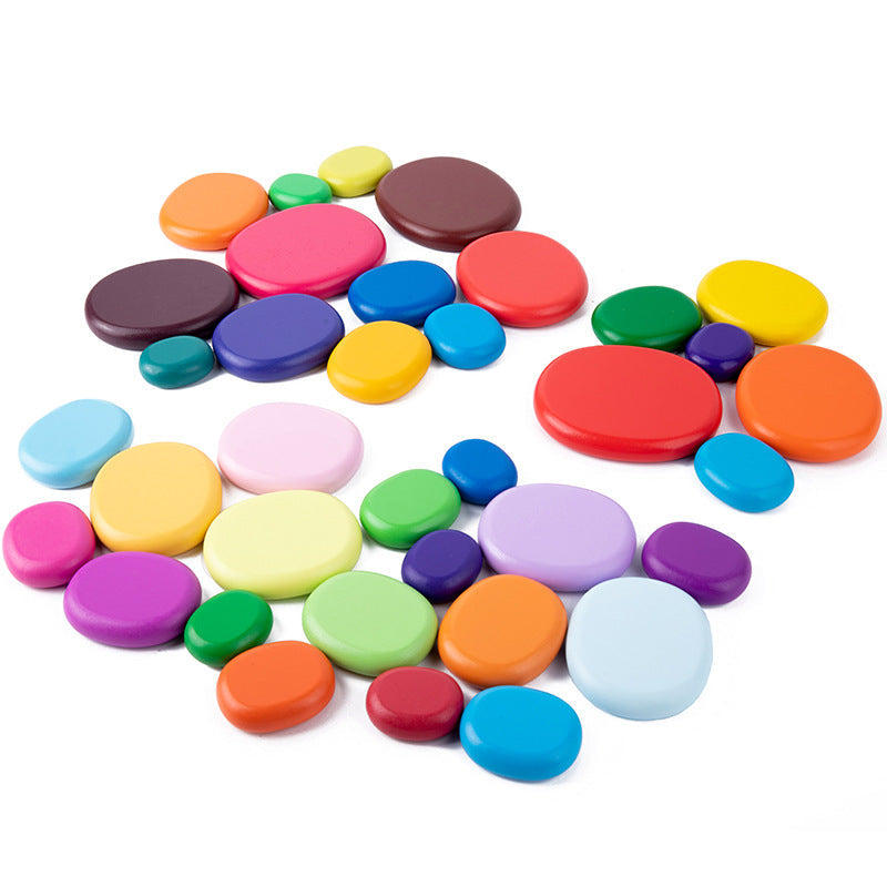 Rainbow Healing Stones Baby Color Cognitive Imagination Training Children's Educational Stacking High Assembling Toys