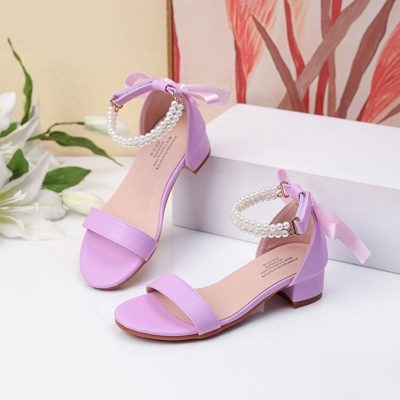 Cross-Border Exclusive 2026 New Style Elegant High-Heel Sandals for Girls, One-Strap Design with Pearl Butterfly Bow Decoration
