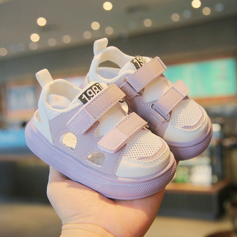 Summer Kids Sandals Closed-Toe Soft Sole Non-Slip Baby Shoes for Boys and Girls Hook-and-Loo