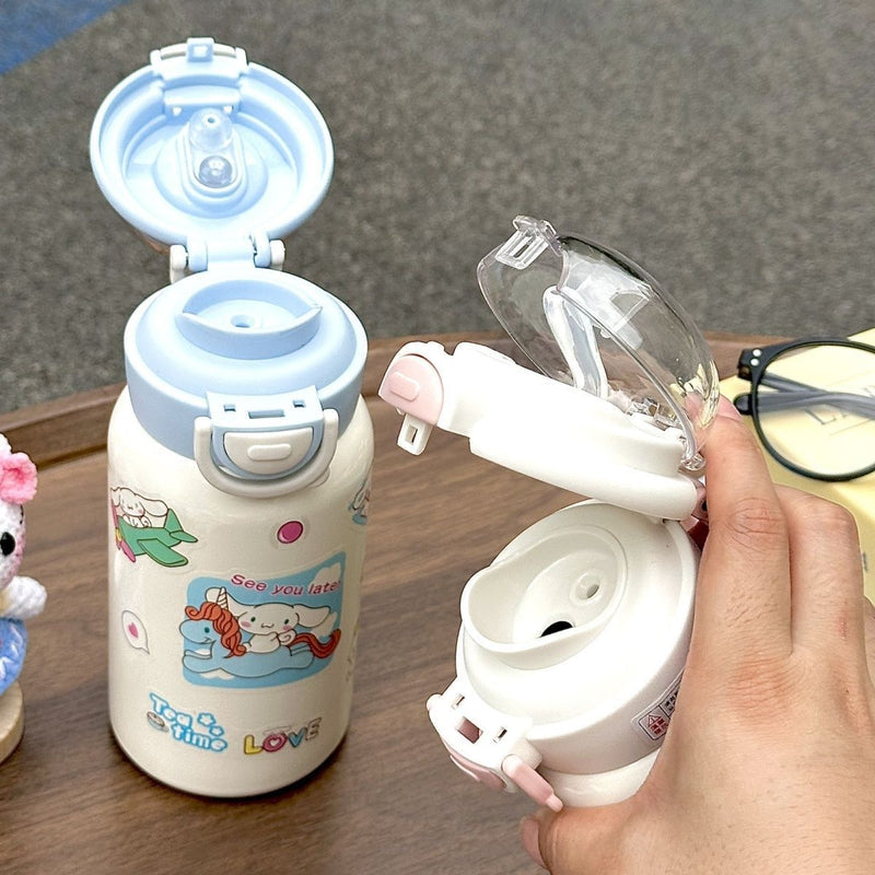 New plastic cup ins high color value large capacity portable cute cartoon children student water cup summer net red