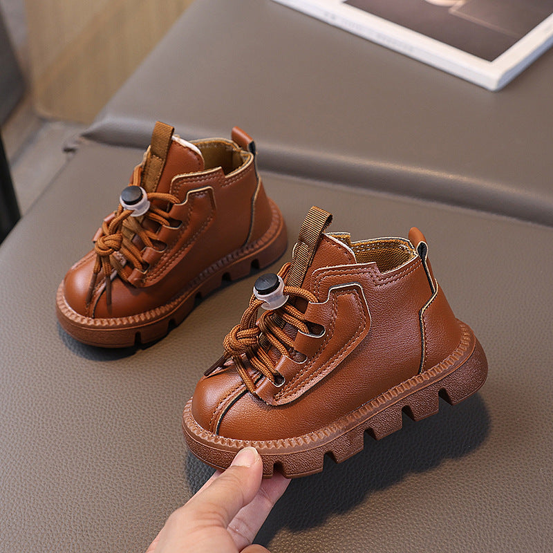 Children's Shoes Autum New Kidsren's Boots Boys' Baby Shoes Leather Single Boots Girls Soft-Soled Leather Shoes Short Boots