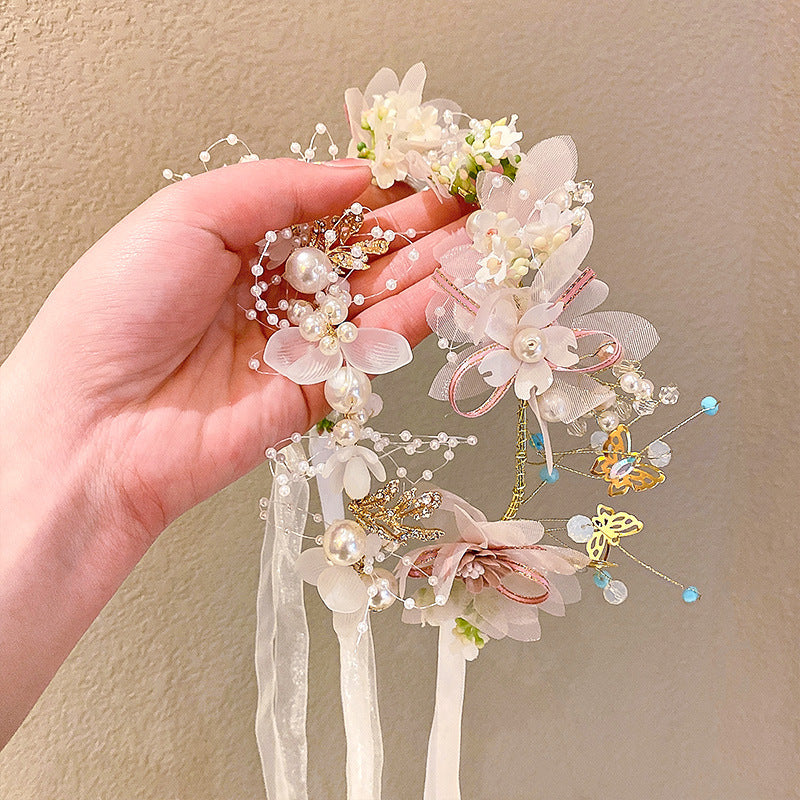 Children's New Year's Day Crown Headwear Girls' Headband New Year Princess Crown Hair Accessories Flower Children's Hairband Girls' Hairpin Hairpin Flower