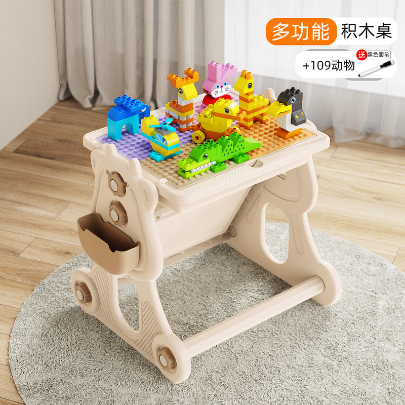 Compatible with a Certain Large Building Block Table, Large Particle Assembly Educational Children's Toy, Multifunctional Learning and Play Table for Babies