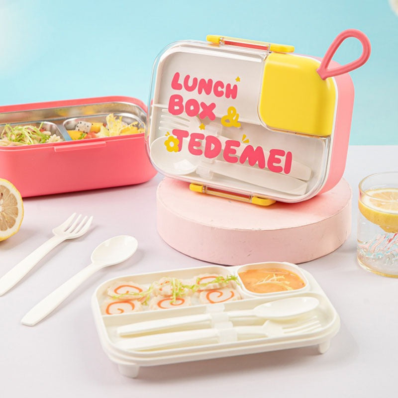 304 Stainless Steel Lunch Box Insulated Food Container, Lunchbox for Office Workers, Students, Kids, with Utensil Spoon, Food-Grade Fresh-Keeping Box