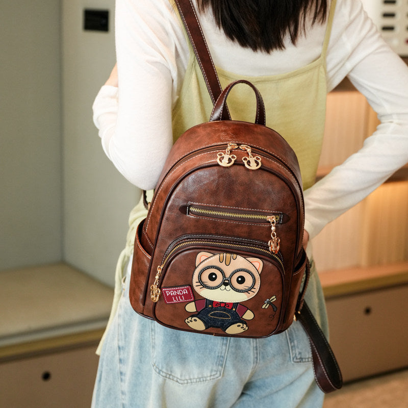 2026 New Women’s Backpack, Versatile Color-Block Cartoon Casual Travel Bag, Minimalist School Bag, Large Capacity, Commuter Daypack