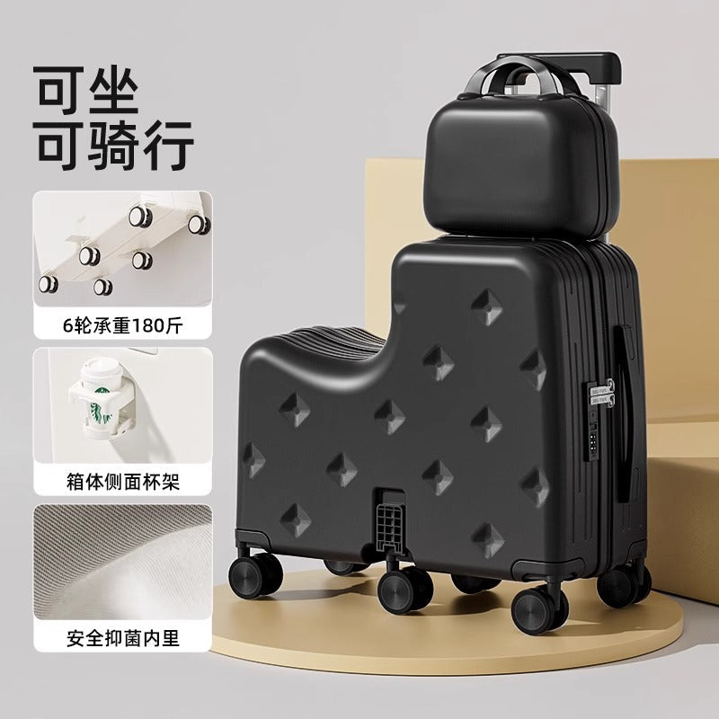 Kids Luggage Set, 2-Piece Suitcase with Nested Stroller, Can Sit On & Ride, 20-Inch Carry-On Travel Suitcase for Boys and Girls with Combination Lock
